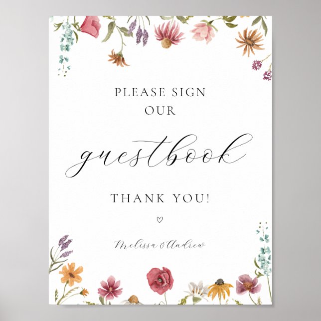 Wildflower In Bloom Sign our Guestbook Sign  (Front)