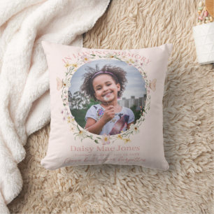 Wildflower In Loving Memory Memorial Funeral Photo Cushion