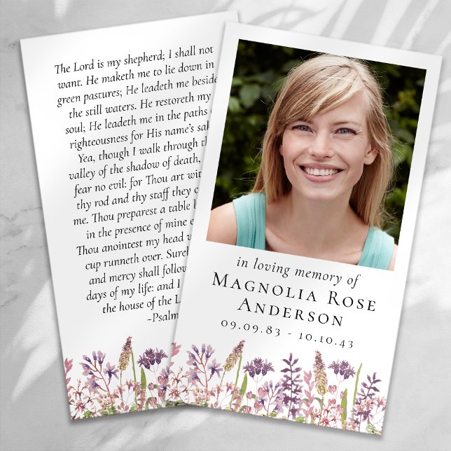 Wildflower In Loving Memory Memorial Prayer Card (Creator Uploaded)