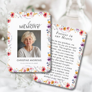Wildflower "In Loving Memory" Photo Memorial  Business Card
