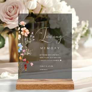 Wildflower "In Loving Memory" Wedding  Acrylic Sign