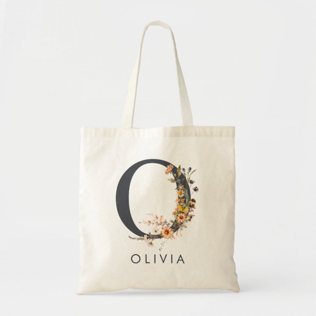 Wildflower Initial O Tote Bag (Front)