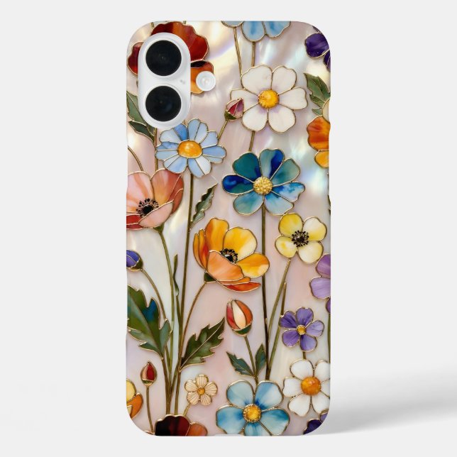 Wildflower iPhone Case Colourful Stained Glass (Back)