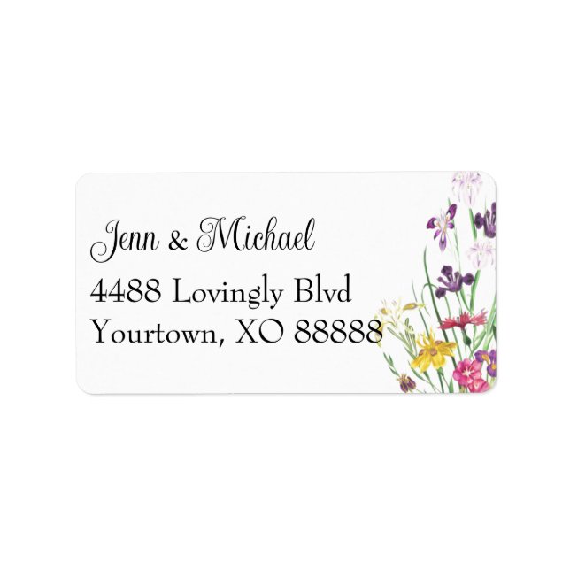 Wildflower Iris Floral Elegant Pink Purple Garden Label (Front)