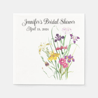 Wildflower Iris Garden Elegant Party Bridal Shower Napkin