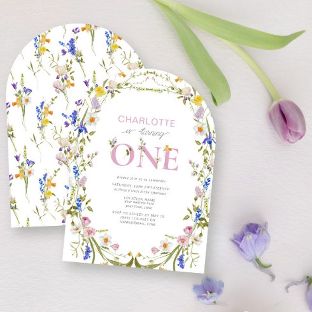Wildflower Is Turning One Summer Girl 1st Birthday Invitation (Creator Uploaded)