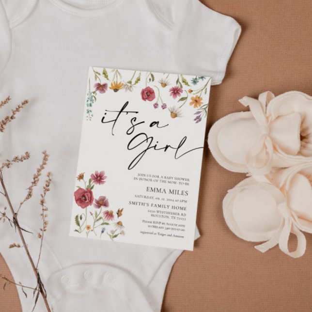 Wildflower It's a Girl Baby Shower Invitation (Creator Uploaded)