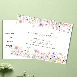 Wildflower I've Moved   Moving Announcement Postcard