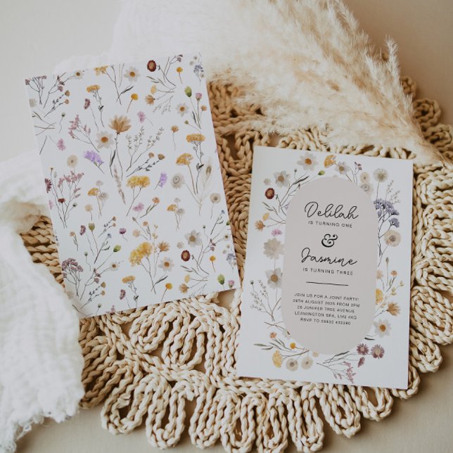 Wildflower Joint Birthday Invitation Floral Back (Creator Uploaded)