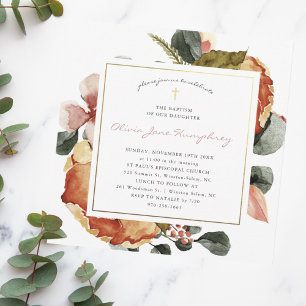 Wildflower Late Summer   Autumn Floral Baptism Invitation