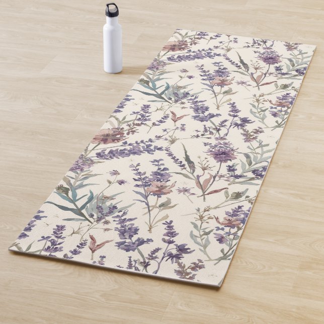 Wildflower Lavender Boho Botanical Floral Yoga Mat (In Situ)