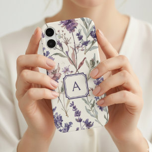 Wildflower Lavender Watercolor Monogram  iPhone 16 Case