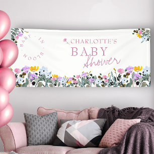 Wildflower Lawn Baby in Bloom Bridal Shower Banner