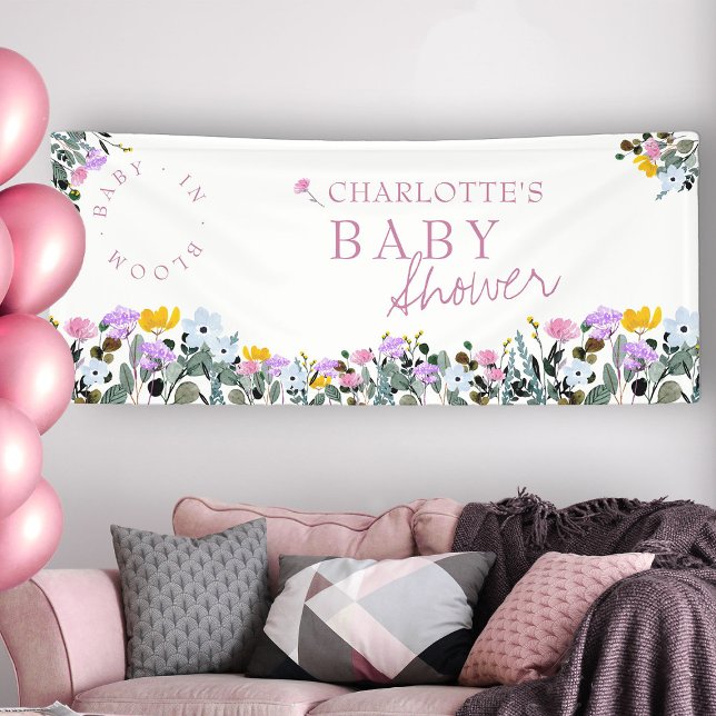 Wildflower Lawn Baby in Bloom Bridal Shower Banner (Baby Shower Banner from my Wildflower Lawn Baby Shower Collection)