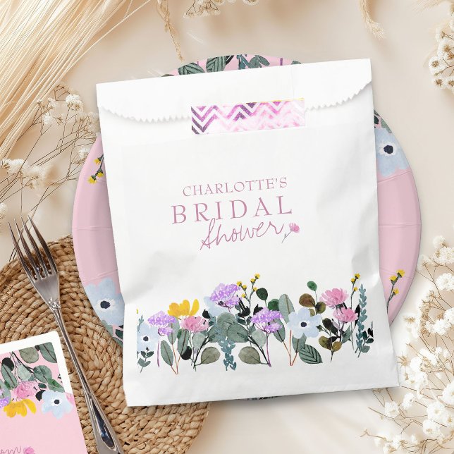 Wildflower Lawn Pretty Floral Bridal Shower Favour Bag (Bridal Shower favor bags from my Wildflower Lawn Bridal Shower Collection)