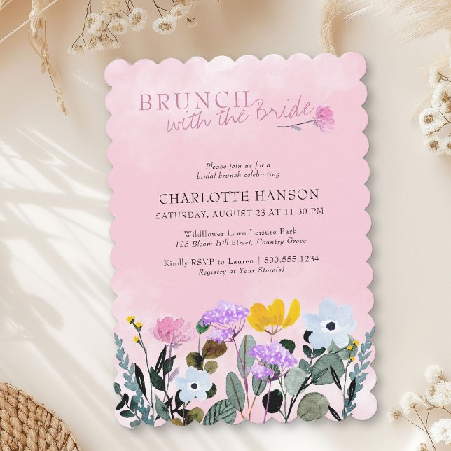 Wildflower Lawn Pretty Pink Bridal Brunch Invitation (Brunch with the Bride Invitation from my Wildflower Lawn Bridal Shower collection)