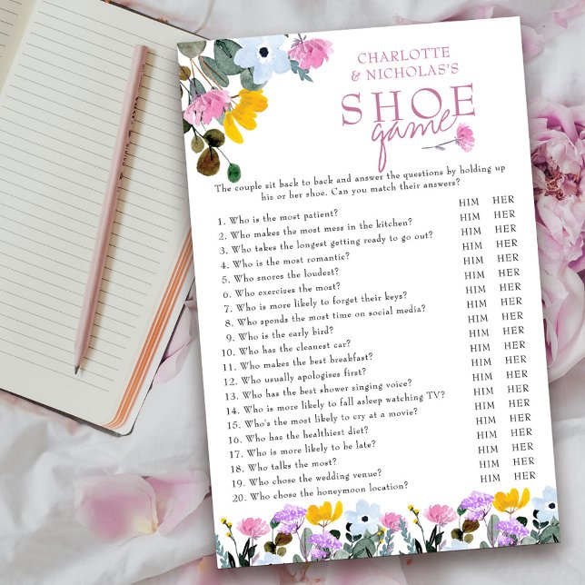 Wildflower Lawn Wedding Couples Shower Shoe Game (Wedding Shower Shoe Game Card from my Wildflower Lawn Collection.
)