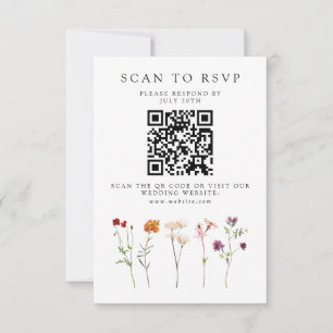 Wildflower Lesbian Pride Floral Wedding QR Code RSVP Card