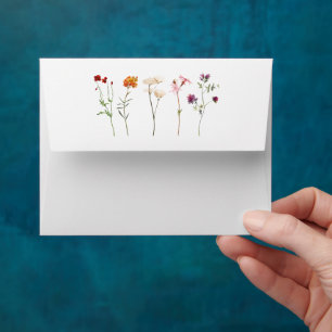 Wildflower Lesbian Wedding Self-Addressed RSVP Envelope
