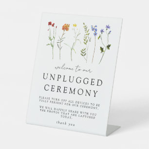 Wildflower LGBT Pride Floral Unplugged Ceremony Pedestal Sign