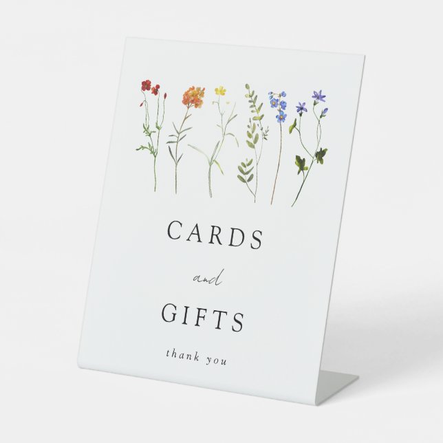 Wildflower LGBT Pride Wedding Cards and Gifts Pedestal Sign (Front)