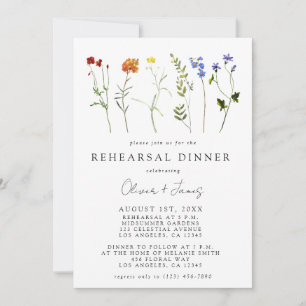 Wildflower LGBTQ Gay Pride Floral Rehearsal Dinner Invitation