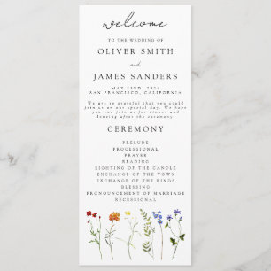 Wildflower LGBTQ Gay Pride Floral Wedding Program