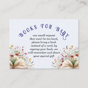 Wildflower Light Blue Baby Shower Books For Baby Enclosure Card