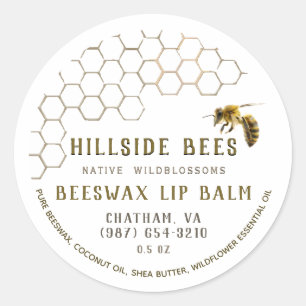 Wildflower Lip Balm Label with Honeycomb & Bee