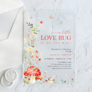 Wildflower Little Love Bug Baby Shower Acrylic Invitations