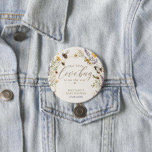 Wildflower Love Bug Baby Shower 7.5 Cm Round Badge