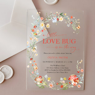 Wildflower Love Bug Baby Shower Acrylic Invitations