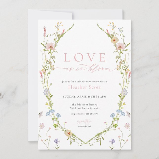 Wildflower Love in Bloom Bridal Shower Invitation (Front)