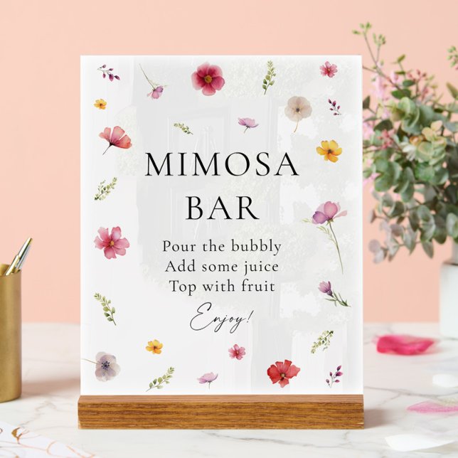 Wildflower Love in Bloom Bridal Shower Mimosa Bar Acrylic Sign (Creator Uploaded)