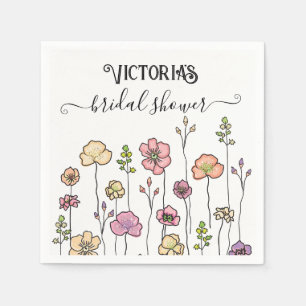 Wildflower love in bloom Bridal Shower Napkin