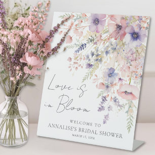 Wildflower Love In Bloom Floral Bridal Shower Pedestal Sign