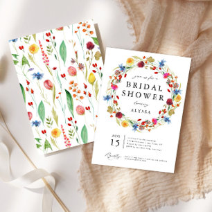 Wildflower Love in Bloom Pattern Back Shower Invitation