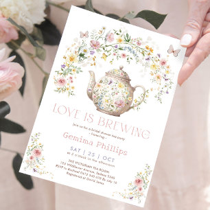 Wildflower Love is Brewing Tea Party Bridal Shower Invitation