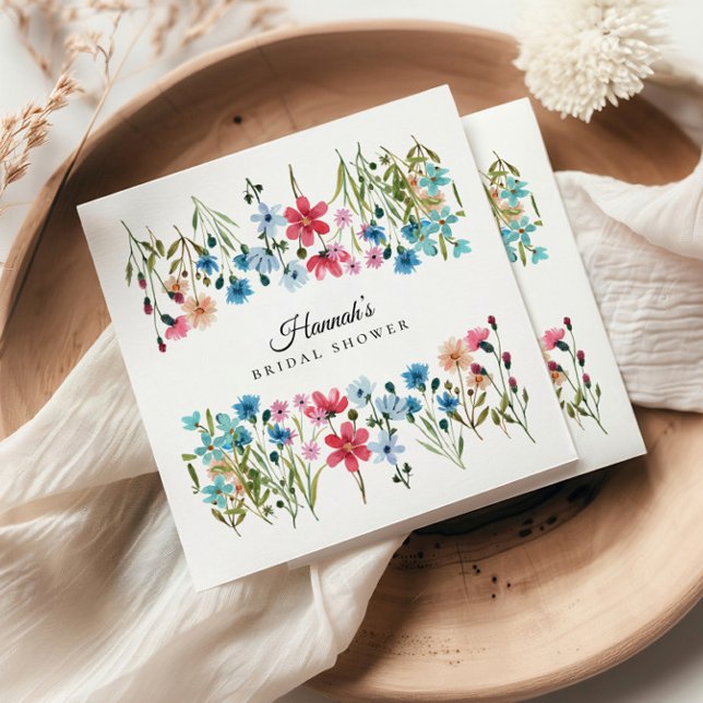 Wildflower Love is in Bloom Bridal Shower Napkin (Creator Uploaded)