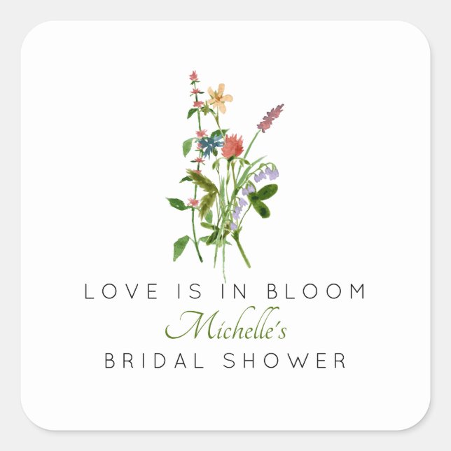 Wildflower Love is in Bloom Bridal Shower  Square Sticker (Front)