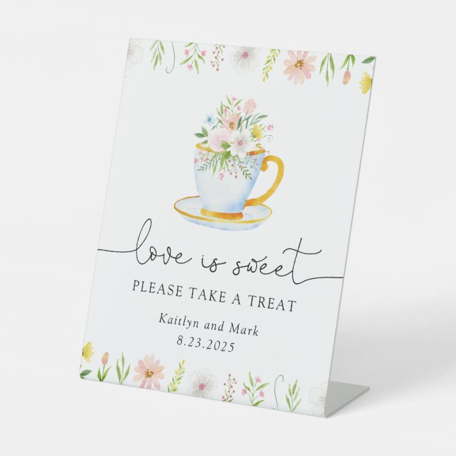 Wildflower Love is Sweet Please take a Treat Pedestal Sign (Front)
