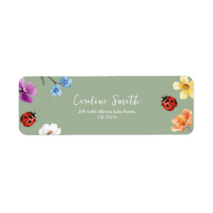 Wildflower Lovebug Baby Shower Address Label Return Address Label