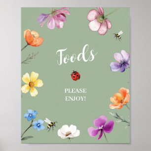 Wildflower Lovebug Baby Shower Food Party Sign