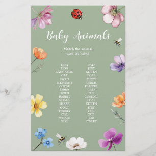 Wildflower Lovebug Baby Shower Game Sign