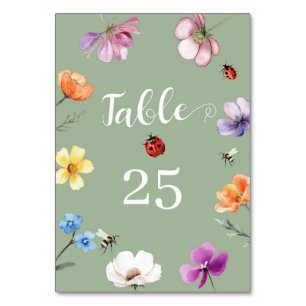 Wildflower Lovebug Baby Shower Table Number