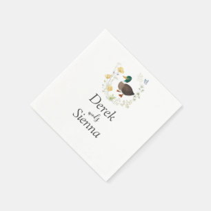 Wildflower Mallard Duck Wedding Napkin