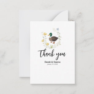 Wildflower Mallard Duck Wedding Note Card
