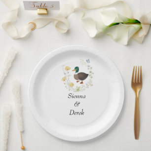 Wildflower Mallard Duck Wedding Paper Plate