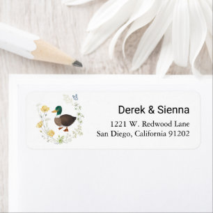 Wildflower Mallard Duck Wedding Return Address  Label