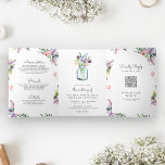 Wildflower Mason Jar All in One QR Code Wedding Tri-Fold Invitation<br><div class="desc">Amaze your guests with this elegant wedding invite featuring beautiful flowers and modern typography. Simply add your event details on this easy-to-use template and adorn this card with your favourite photos to make it a one-of-a-kind invitation.</div>